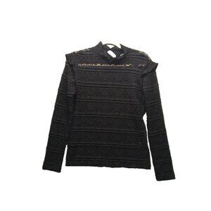 MELROSE & MARKET Blouse Size M(8-10) Women Lace Knit Black Sheer Office